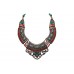Silver Plated White Metal Traditional Tibetan Necklace Powder Turquoise n Coral